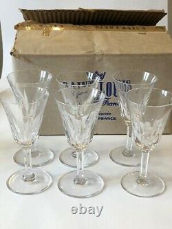 6 Saint Louis Cristal de France wine glasses cerdagne no. 4 original box vintage