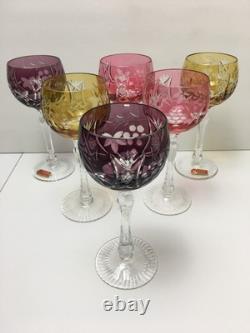 (6) Vintage 1960's Beyer/Bleikristall Cut to Clear 7 3/4 Hock Wine Glasses