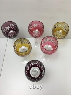 (6) Vintage 1960's Beyer/Bleikristall Cut to Clear 7 3/4 Hock Wine Glasses