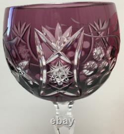 (6) Vintage 1960's Beyer/Bleikristall Cut to Clear 7 3/4 Hock Wine Glasses