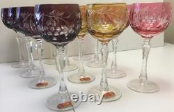 (6) Vintage 1960's Beyer/Bleikristall Cut to Clear 7 3/4 Hock Wine Glasses