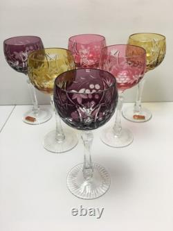 (6) Vintage 1960's Beyer/Bleikristall Cut to Clear 7 3/4 Hock Wine Glasses