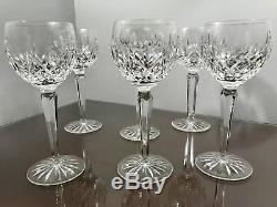 6 Vintage 7.5 Waterford Crystal Lismore Balloon Wine Hock Glasses Goblets EUC