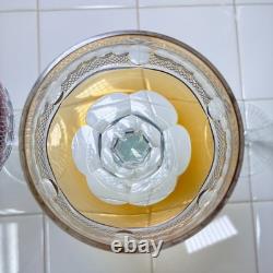6 Vintage Bohemian Czech Cut to Clear Multicolor Crystal Hock Wine Glasses 8¼