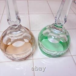 6 Vintage Bohemian Czech Cut to Clear Multicolor Crystal Hock Wine Glasses 8¼