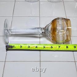 6 Vintage Bohemian Czech Cut to Clear Multicolor Crystal Hock Wine Glasses 8¼