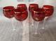 6 Vintage Bohemian Ruby Red Crystal Wine Glasses, Gilded Grapes & Rim, VGC, 7H