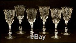 6 Vintage CAMBRIDGE Elegant Glass ROSE POINT / #3121 Stem CLARET WINE Goblet