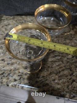 6 Vintage Crystal Gold Rimmed With Roses Tiffin Franciscan Liquor / Wine Glasses