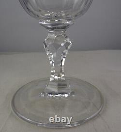 6 Vintage Crystal Paneled Cut Wine Goblets Faceted Stems