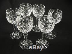 6 Vintage Cut Crystal Wine cordial cocktail Star Pattern glasses Pinwheel Star