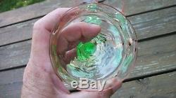 6 Vintage DEPRESSION GLASS Pink Green WATERMELON Wine Sherbet Stemmed Glass