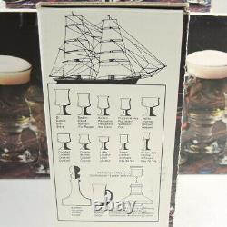 6 Vintage Danish Holmegaard Ships White Wine Glasses Per Lutken Boxed