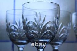 6 Vintage Elegant Cut Crystal Wine Glasses