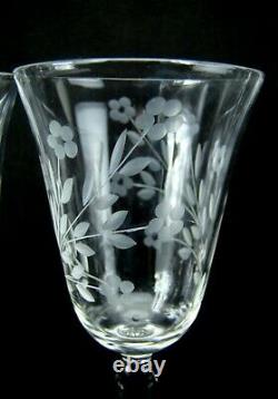 6 Vintage Elegant Floral Cut Etched Mystery Maker & Pattern Wine Clarets Glasses