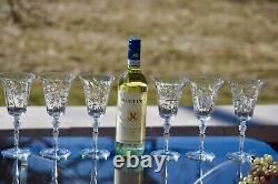 6 Vintage Etched Tall Wine Glasses Water Goblets, Rock Sharpe, 1950's