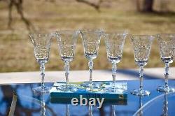 6 Vintage Etched Tall Wine Glasses Water Goblets, Rock Sharpe, 1950's