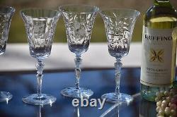 6 Vintage Etched Tall Wine Glasses Water Goblets, Rock Sharpe, 1950's