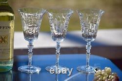 6 Vintage Etched Tall Wine Glasses Water Goblets, Rock Sharpe, 1950's