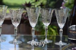 6 Vintage Etched Wine Glasses, Set of 6 Mis-Matched Etched Wine Glasses 6 Vintage Etched Wine Glasses, Set of 6 Mis-Matched Etched Wine Glasses