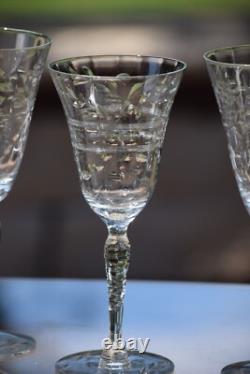 6 Vintage Etched Wine Glasses, Set of 6 Mis-Matched Etched Wine Glasses