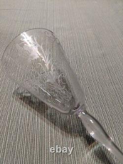 6 Vintage Fostoria Woodland Etched Crystal Wine Glasses/ Water Goblets 1920's