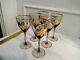 6 Vintage Hand Blown Hungarian 6 Tall Gold Gilted Wine Glasses