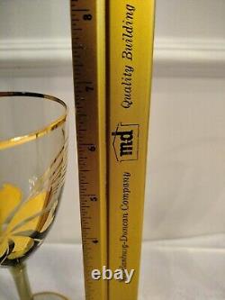 6 Vintage Hand Blown Hungarian 6 Tall Gold Gilted Wine Glasses