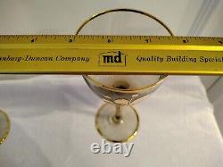 6 Vintage Hand Blown Hungarian 6 Tall Gold Gilted Wine Glasses