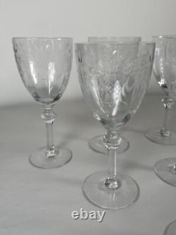 6 Vintage MCM Etched Wine Glasses