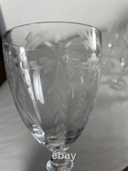 6 Vintage MCM Etched Wine Glasses