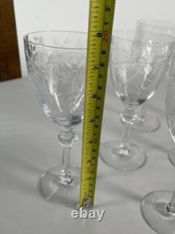 6 Vintage MCM Etched Wine Glasses