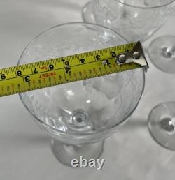 6 Vintage MCM Etched Wine Glasses