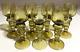 6 Vintage MCM Roemer Rhine Olive Green Wine Glass Goblet Etched Grapes Germany