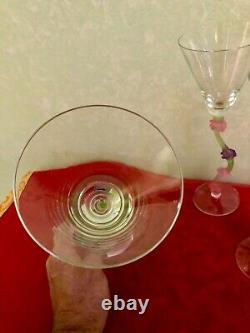 6 Vintage Miami Art Deco Style, Wine / Martini Glasses, Cristal de Paris, France