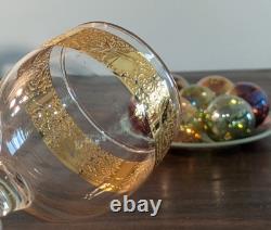 6 Vintage Mid-Century Culver Tyrol 22k Gold Short Stem Wine Glasses PERFECT