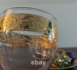 6 Vintage Mid-Century Culver Tyrol 22k Gold Short Stem Wine Glasses PERFECT