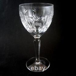 6 Vintage Ornate Cut Crystal Czechoslovakian Bohemian Wine Glasses c1950