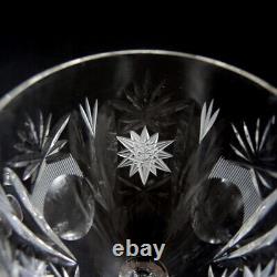 6 Vintage Ornate Cut Crystal Czechoslovakian Bohemian Wine Glasses c1950