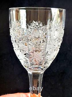 6 Vintage QUEEN LACE Bohemian Crystal Wine Claret Glasses FREE SHIP