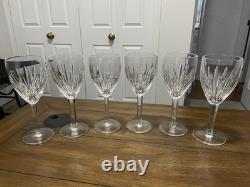 6 Vintage RETIRED Waterford Crystal CARINA Water/Wine Glasses, 8'' Tall