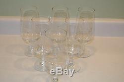 6 Vintage Rowland Ward Crystal Etched Animals Wine Beer Glasses Deer Fox Bird