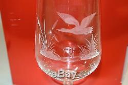 6 Vintage Rowland Ward Crystal Etched Animals Wine Beer Glasses Deer Fox Bird