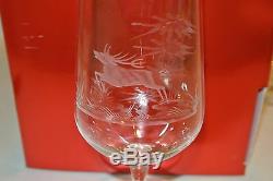 6 Vintage Rowland Ward Crystal Etched Animals Wine Beer Glasses Deer Fox Bird