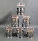 6 Vintage Russian Tea Cup Glasses Metal Holder Podstakannik Full Set Grapes Wine