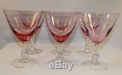 6 Vintage Tiffin Franciscan Wisteria Pink Stemmed Water / Wine Goblets Elegant