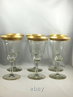 6 Vintage Tiffin Westchester Pattern Wine Water Goblet Glasses Flutes