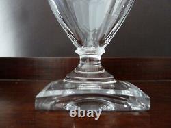 6 Vintage Val St Lambert Gondole Cut Crystal Glasses on Square Base, Not Signed