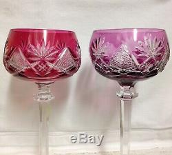 6 Vintage Val St. Lambert Hand Made Hand Cut Berncastel Hock/Wine Glasses Signed