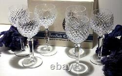 6 Vintage Waterford Crystal Alana Wine Hock Glasses Made In Ireland In Box